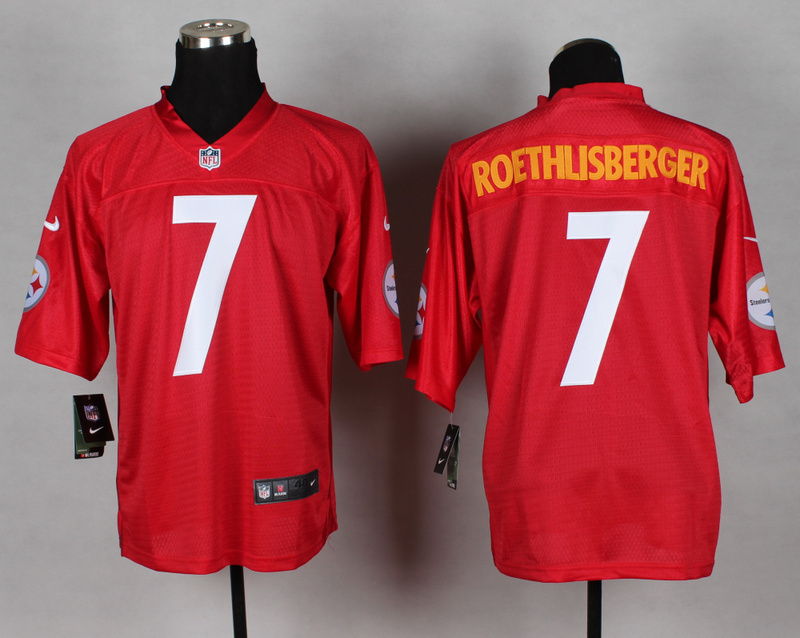 Nike Steelers 7 Roethlisberger Red Elite Jerseys