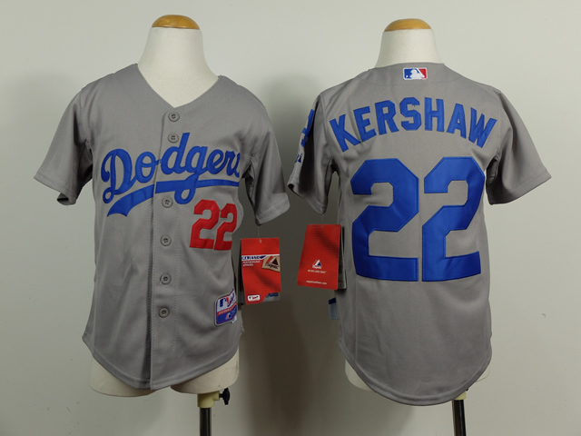 Dodgers 22 Kershaw Grey 2014 Youth Jersey