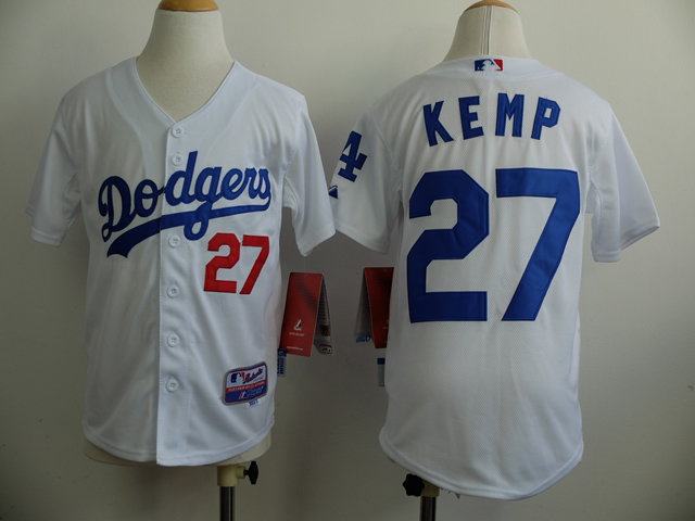 Dodgers 27 Kemp White Youth Jersey