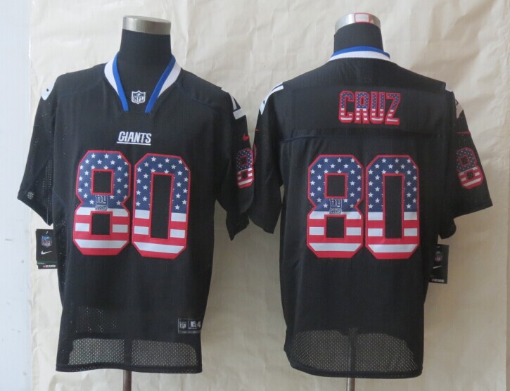 Nike Giants 80 Cruz USA Flag Fashion Black Elite Jerseys