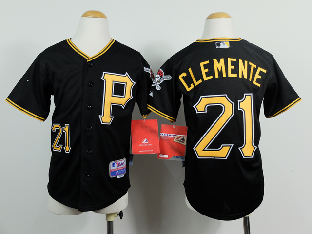 Pirates 21 Clemente Black Youth Jersey