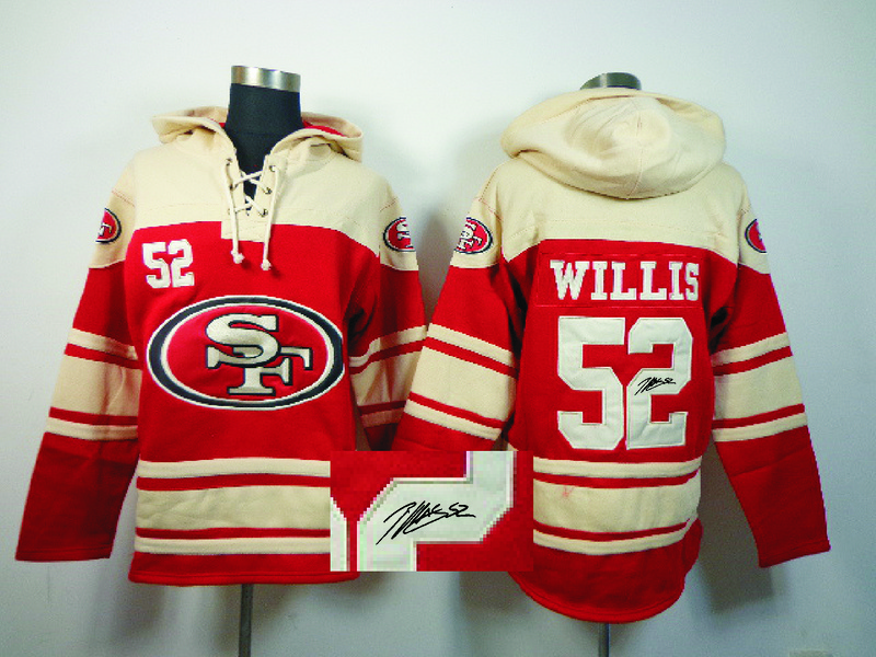 Nike 49ers 52 Willis Red Hooded Signature Edition Jerseys