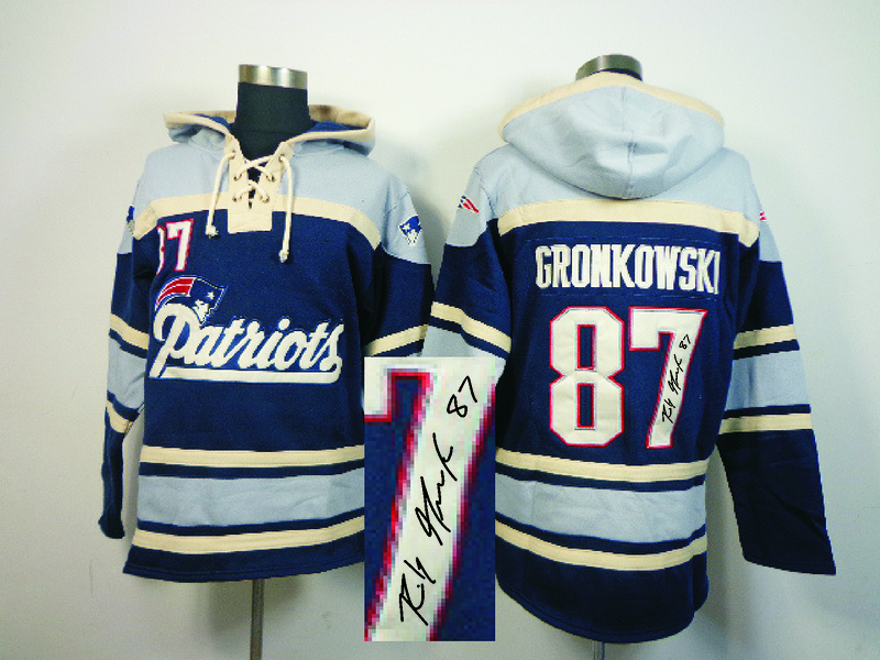 Nike Patriots 87 Gronkowski Blue Hooded Signature Edition Jerseys Nike Patriots 87 Gronkowski Blue Hooded Signature Edition Jerseys