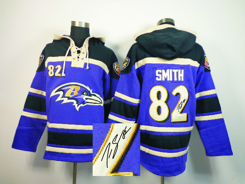 Nike Ravens 82 Smith Purple Hooded Signature Edition Jerseys