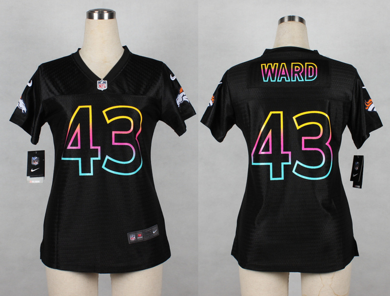 Nike Broncos 43 Ward Black Fashion Women Jerseys