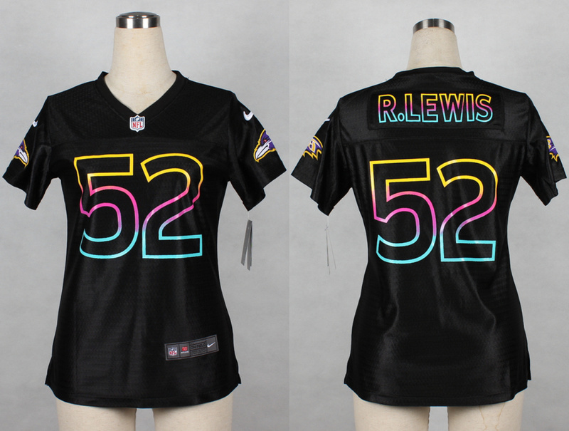 Nike Ravens 52 R.Lewis Black Fashion Women Jerseys