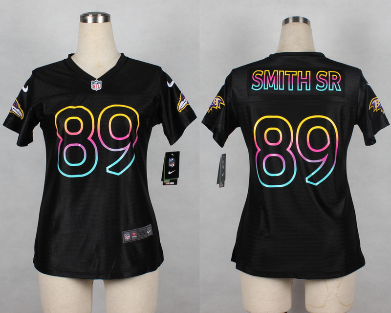 Nike Ravens 89 Smith Sr Black Fashion Women Jerseys