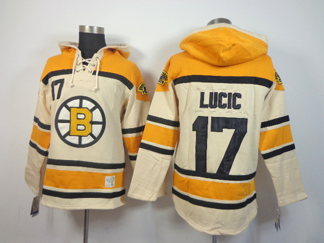 NHL Bruins 17 Lucic Cream Hoodies
