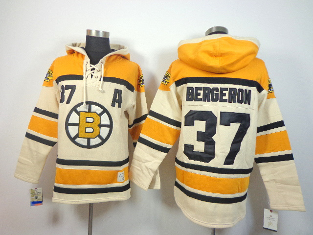 NHL Bruins 37 Bergeron Cream Hoodies