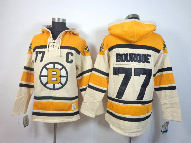 NHL Bruins 77 Bourque Cream Hoodies