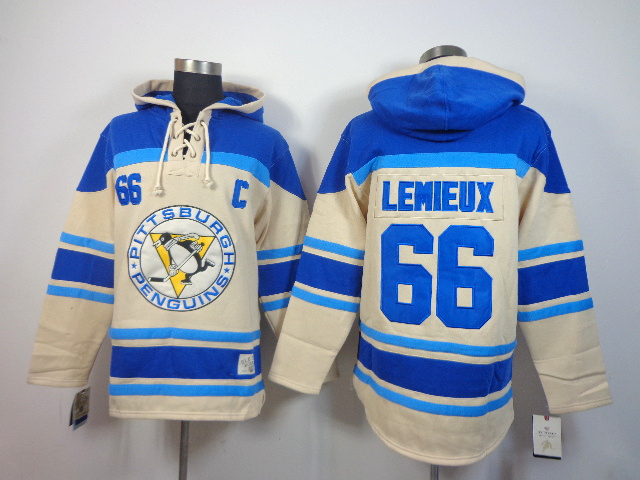 NHL Penguins 66 Lemieux Cream Hoodies