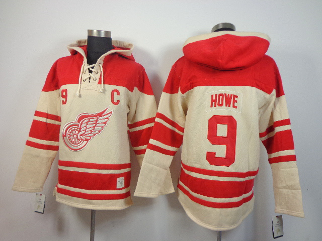 NHL Red Wings 9 Howe Cream Hoodies