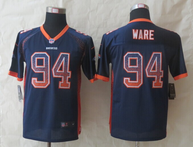 Nike Broncos 94 Ware Drift Fashion Blue Youth Jerseys - Click Image to Close