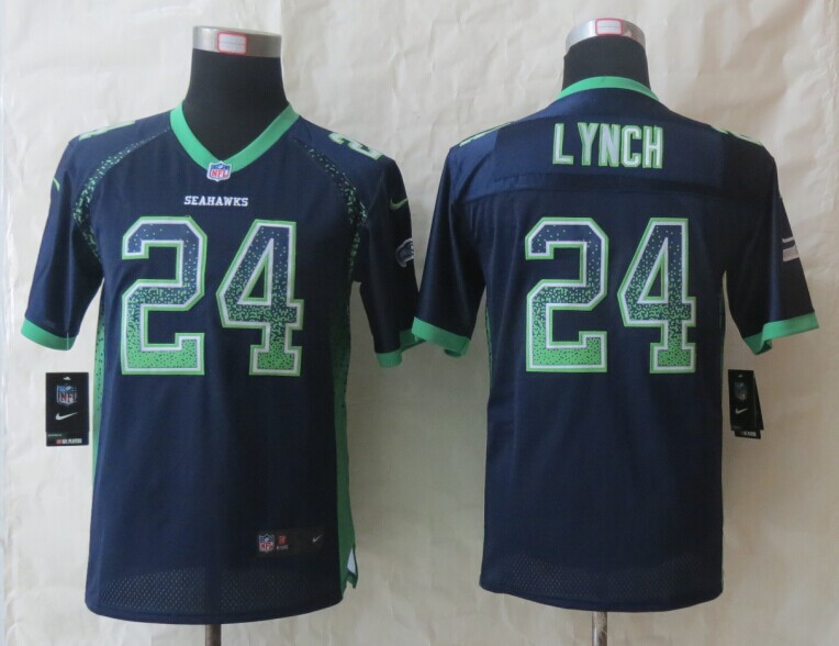 Nike Seahawks 24 Lynch Drift Fashion Blue Youth Jerseys