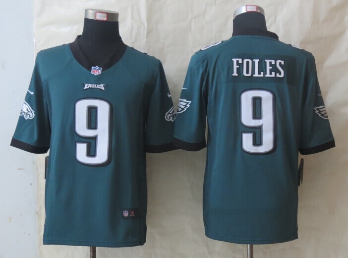 Nike Eagles 9 Foles Green Youth Limited Jerseys