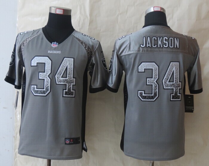 Nike Raiders 34 Jackson Grey Drift Fashion Youth Jerseys