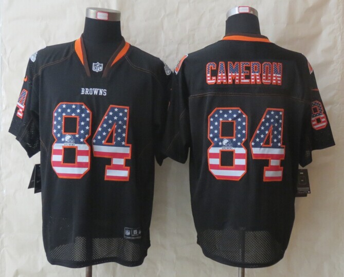 Nike Browns 84 Cameron USA Flag Fashion Black Elite Jerseys