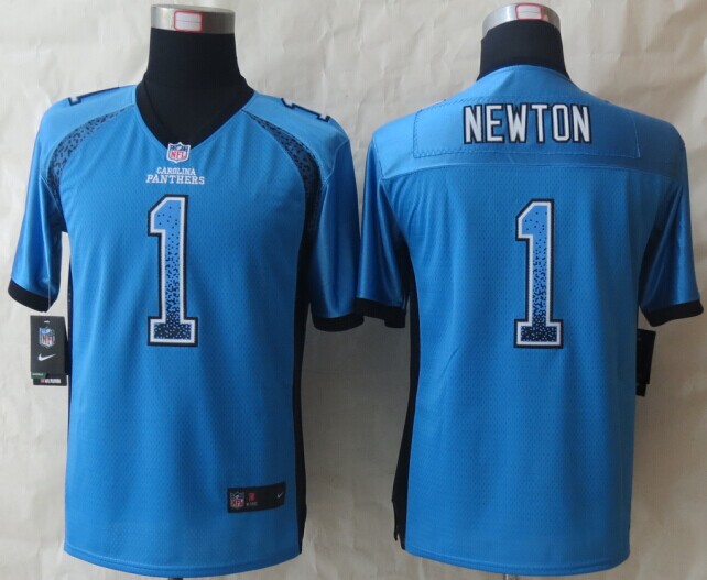 Nike Panthers 1 Newton Drift Blue Elite Youth Jerseys