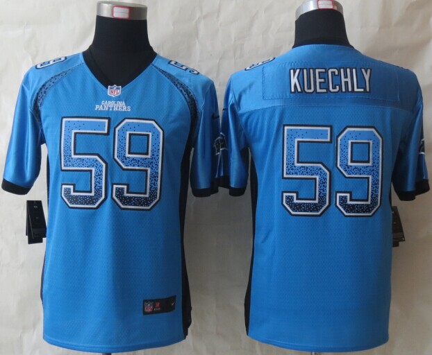 Nike Panthers 59 Kuechly Drift Blue Elite Youth Jerseys