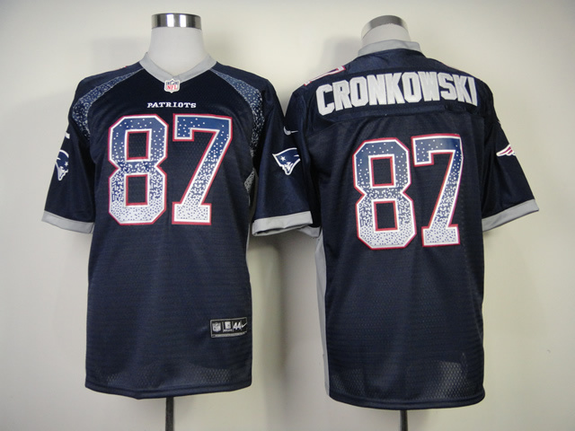 Nike Patriots 87 Gronkowski Blue Drift Elite Jerseys